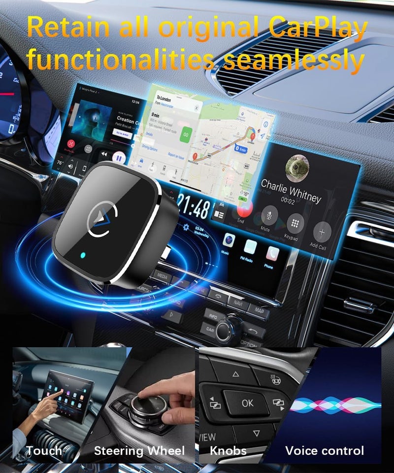 Gramalive محول وايرلس CarPlay لهاتف iPhone، تصميم Mini USB، ترقية 2025 مع سلك مدمج لـ Apple CarPlay، توصيل وتشغيل، اتصال سريع ومستقر Car Play لهواتف iPhone وAndroid - Image 4